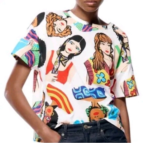Zara • Women Print Graphic Tee Blogger Favorite - Picture 1 of 8